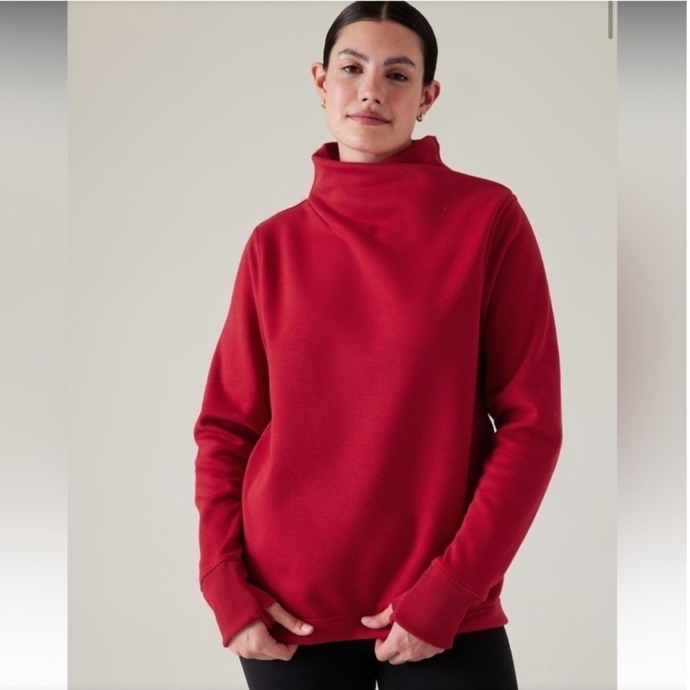 Athleta Cozy Karma Twist Neck‎ Sweatshirt Brick Red Womens XL